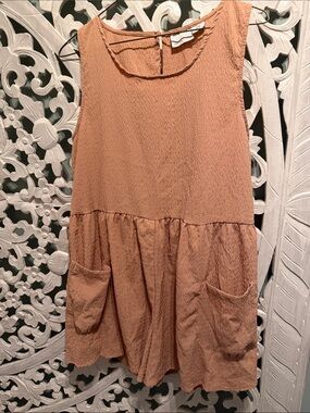 ASOS Sleeveless Textured Pocket Tunic in Peach